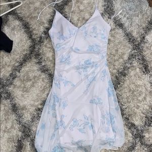 White and blue flower dress